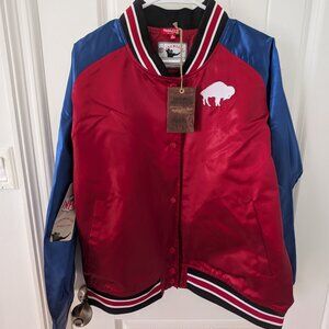 NWT Women's Buffalo Bills Mitchell & Ness Red Team Satin Raglan Full-Snap Jacket